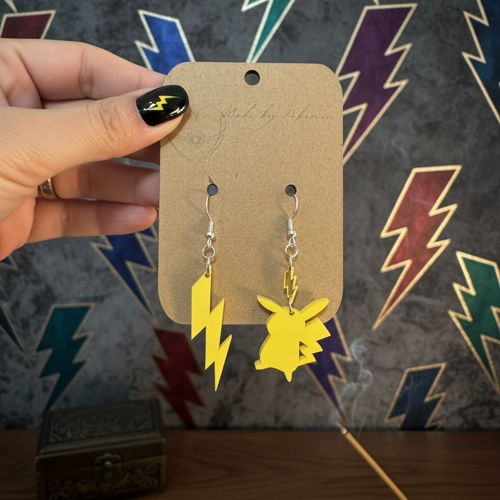 Thunderbolt & Pikachu Dangle Earrings